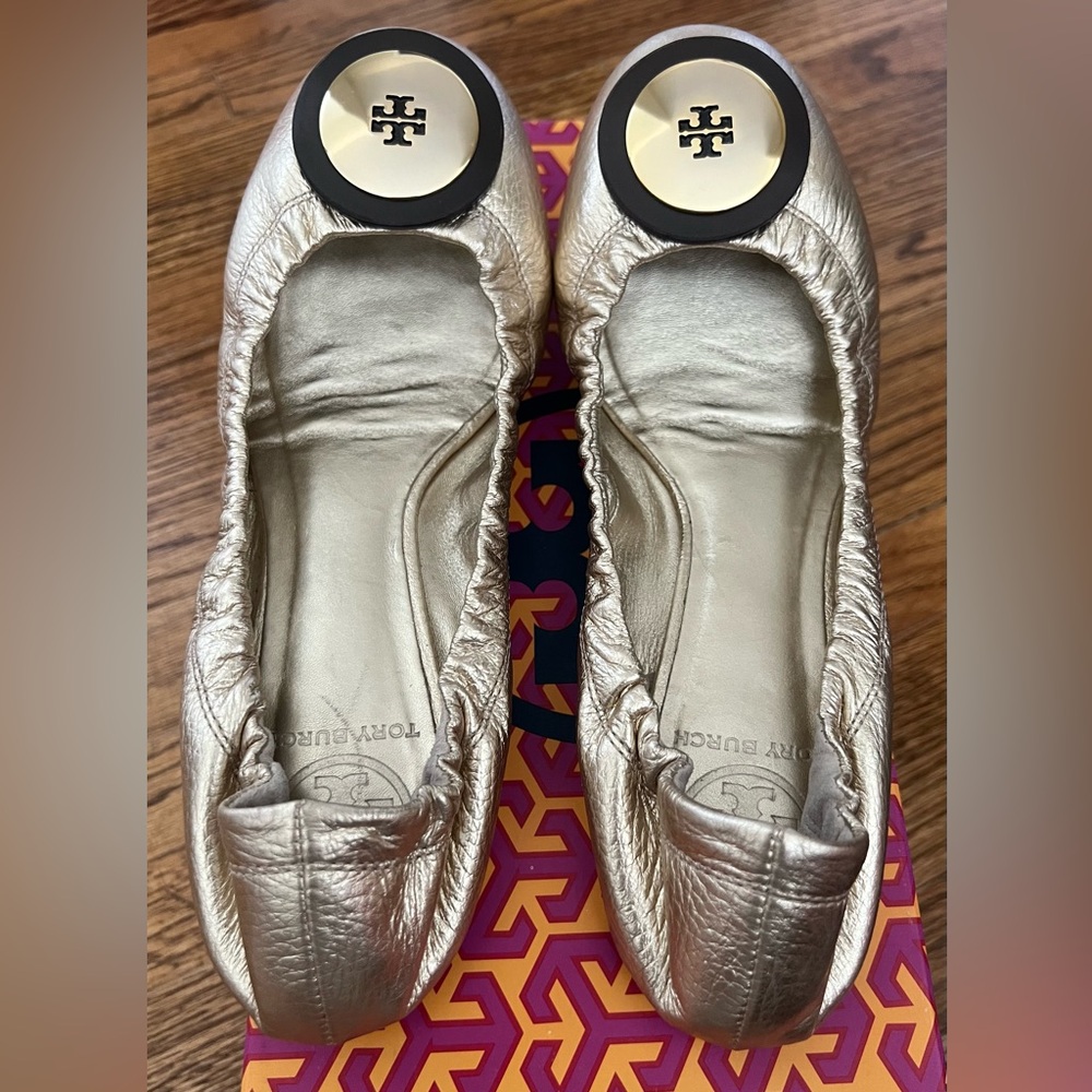 Tory Burch Olivia Metallic Ballet Flats